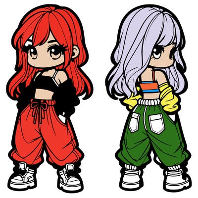 girl in crop top and baggy pants