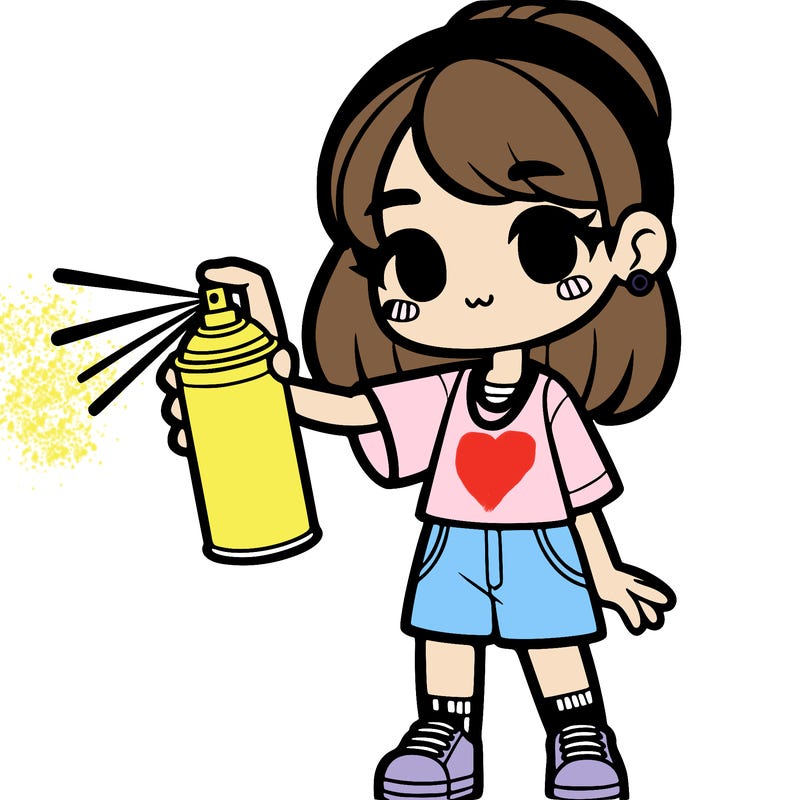 a girl with spray paint