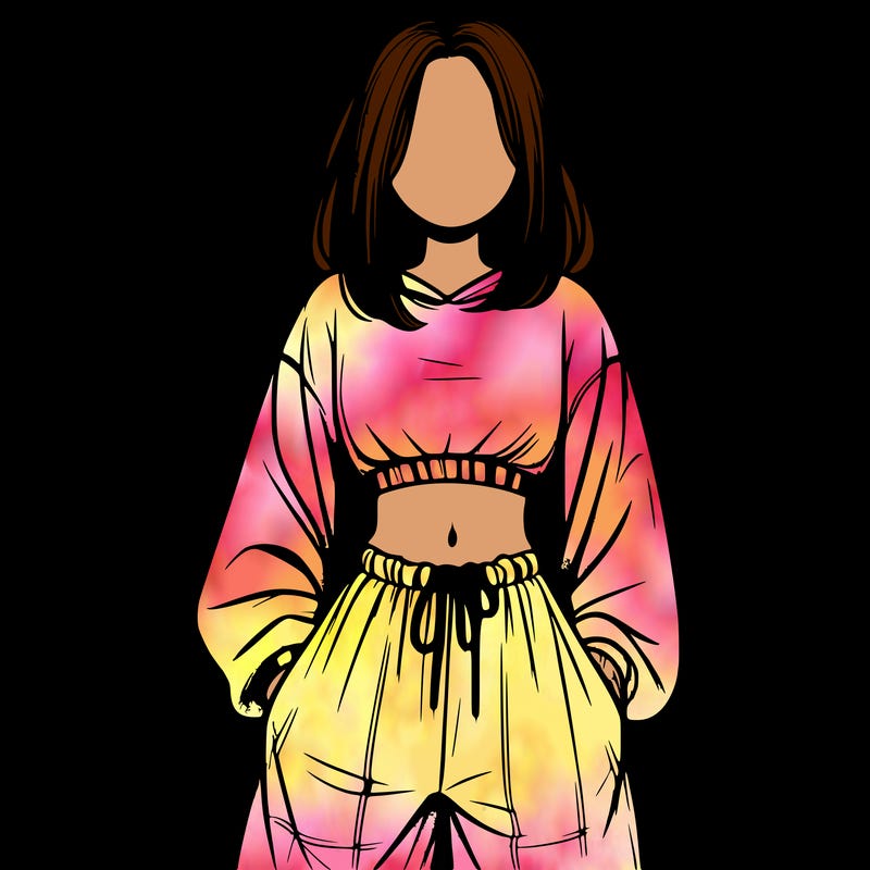 realistic girl faceless with baggy pants and a crop top