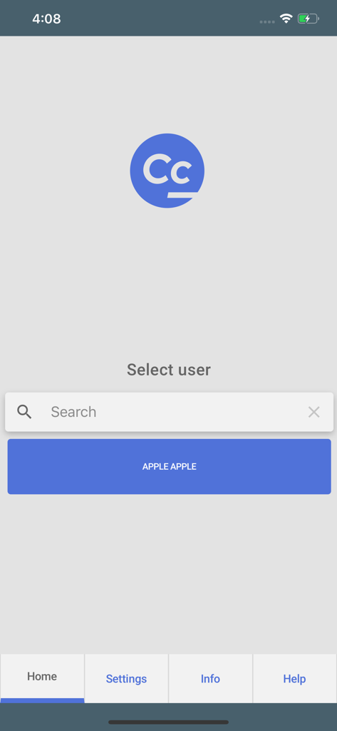 User selection and login screen of the CompuCash POS application