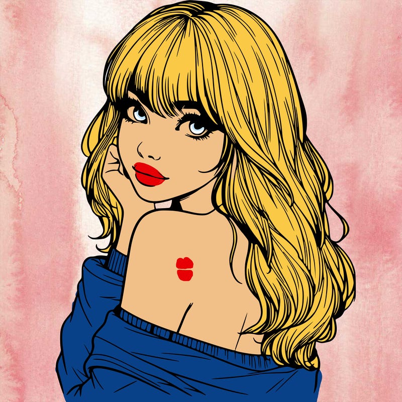 realistic girl with bangs looking over her shoulder