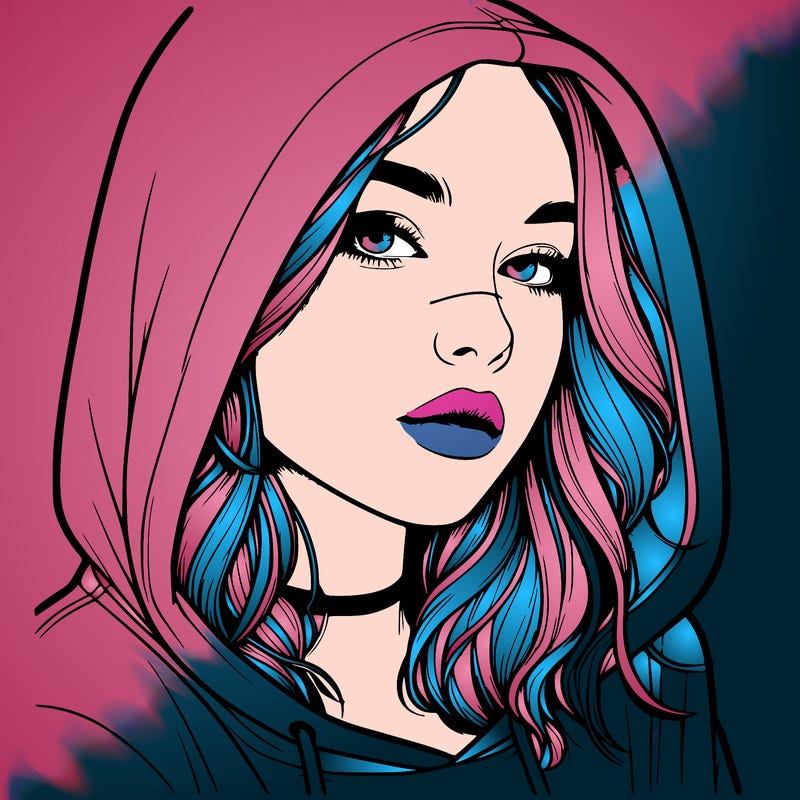 realistic girl with hood on