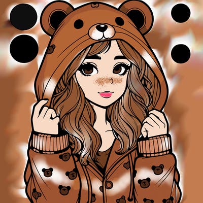 realistic girl in a animal pjs hoodie