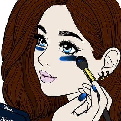 a realistic girl doing her makeup