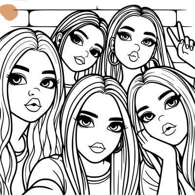 group of teen girls friends y2k up close in a selfie