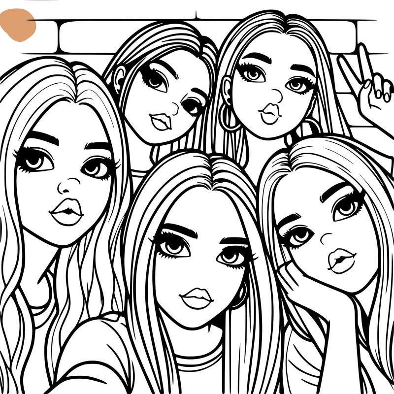 group of teen girls friends y2k up close in a selfie