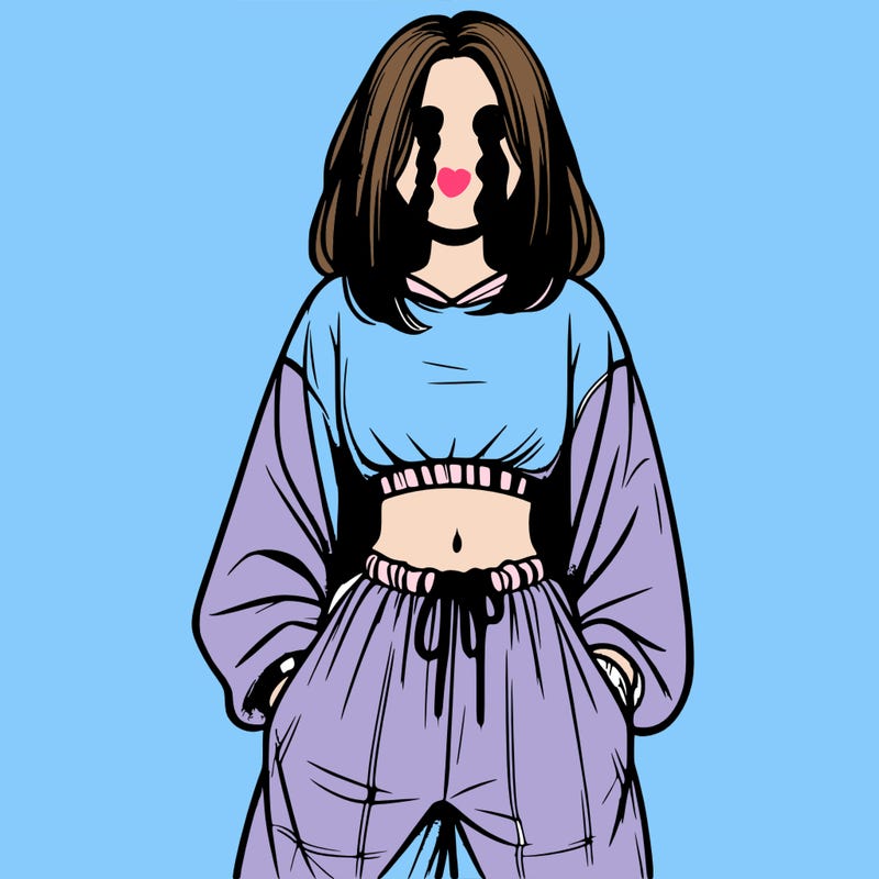 realistic girl faceless with baggy pants and a crop top
