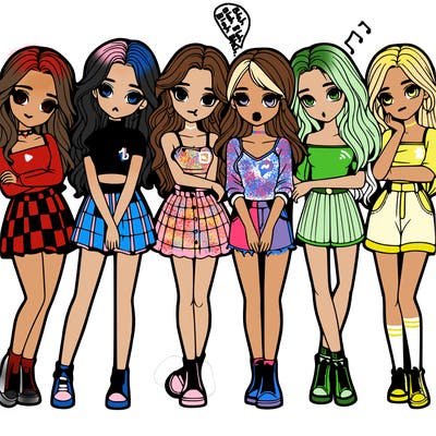 a group of girls realistic