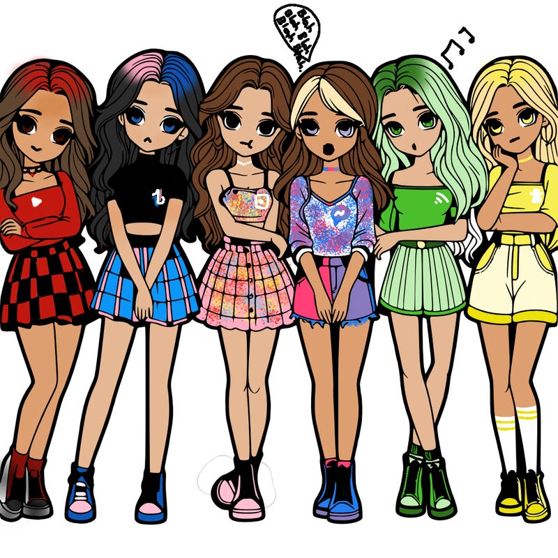 a group of girls realistic