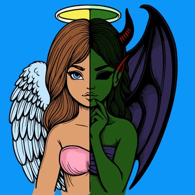 realistic angel half demon