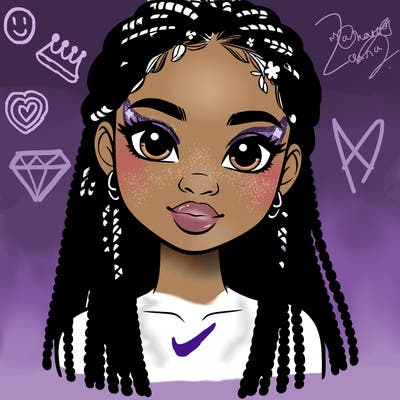 a realistic black girl with braids