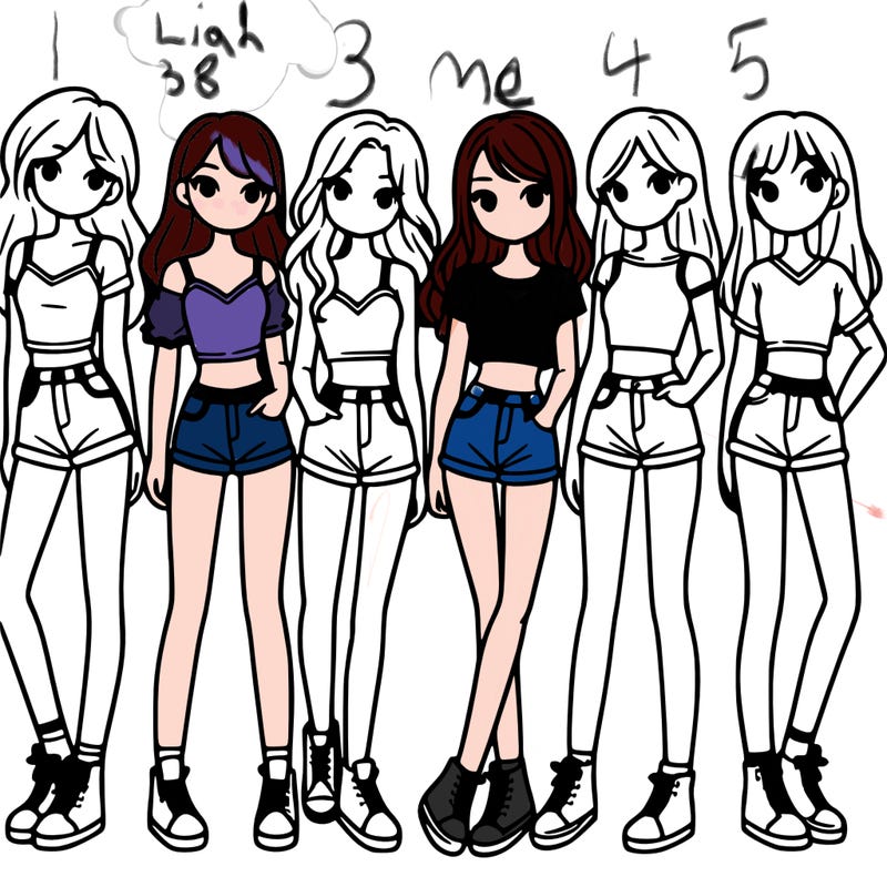 a group of girls wearing crop tops and shorts