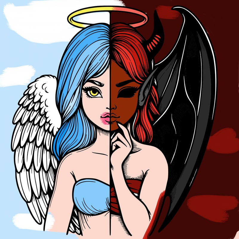 realistic angel half demon