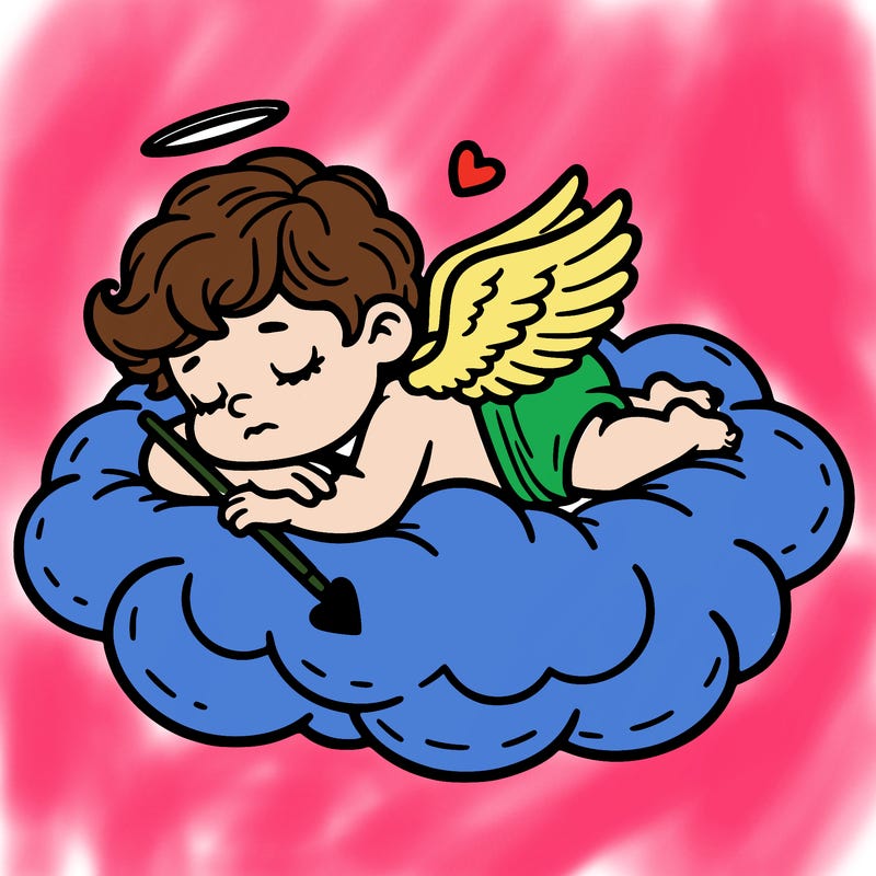 cupid asleep on a cloud