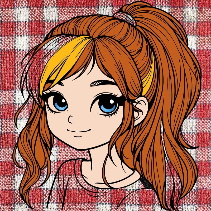 realistic girl with ponytail