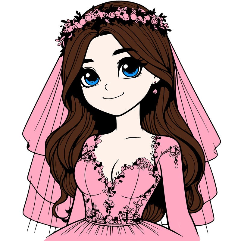 realistic girl in a wedding dress