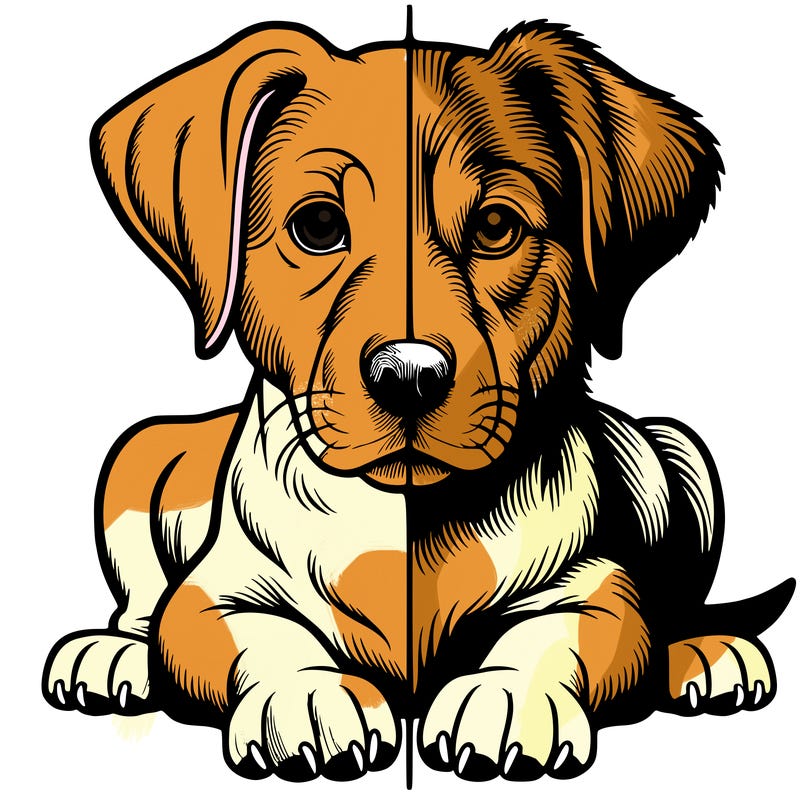 realistic dog split picture