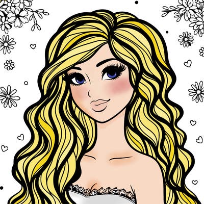 pretty woman with long wavy hair