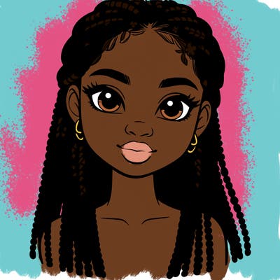 a realistic black girl with braids