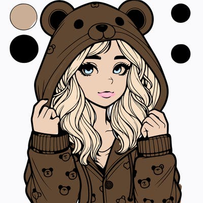 realistic girl in a animal pjs hoodie