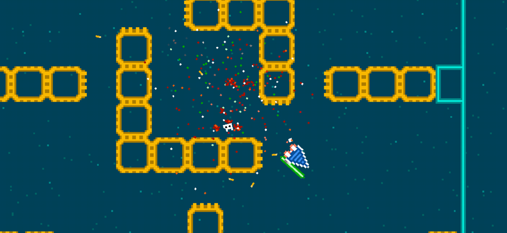 Astro Party - Pixel art spaceship combat and explosion in Astro Party game