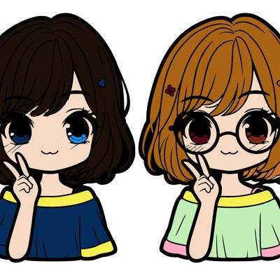 girl with medium length hair and cute glasses