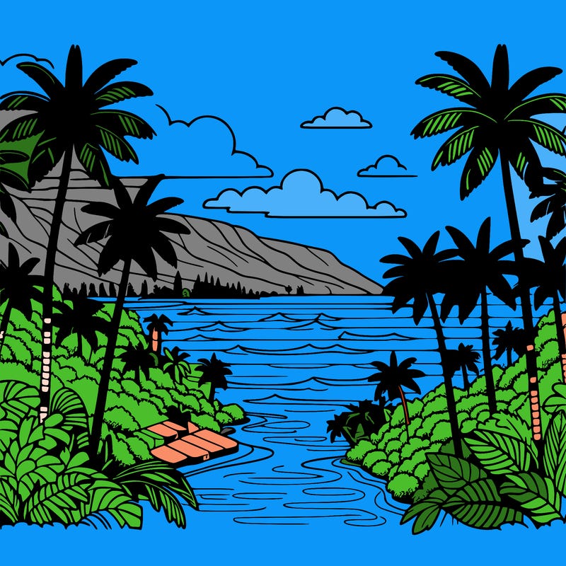 view of the ocean in hawaii lots of palm trees and beautiful view