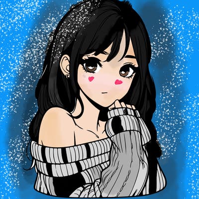 realistic girl with off-shoulder sweater