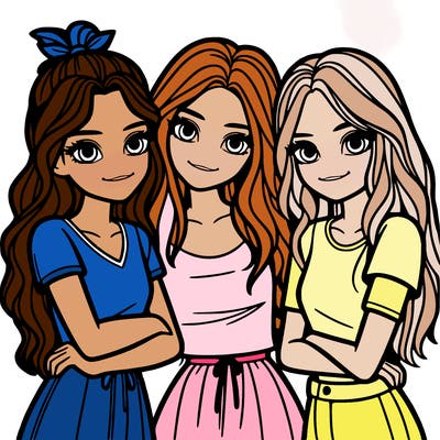 three girls together realistic