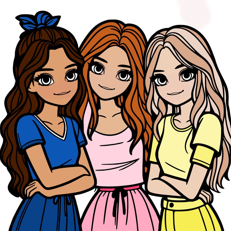 three girls together realistic