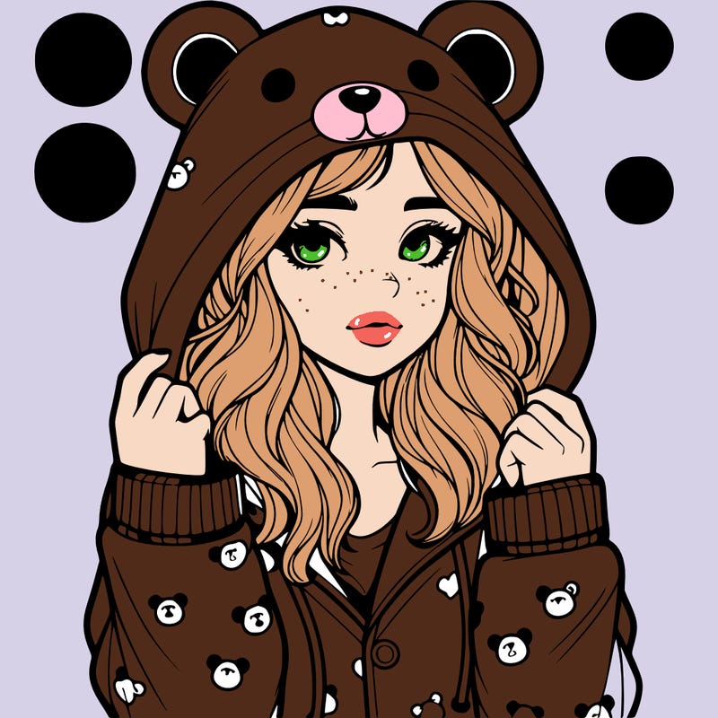 realistic girl in a animal pjs hoodie