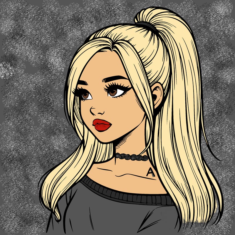 realistic girl with a high ponytail