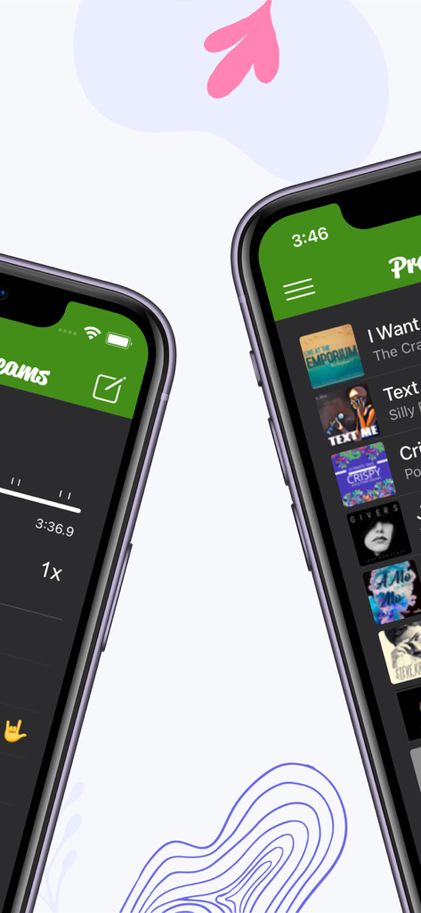 Practice Player - Slow Songs - Practice Player app interface showing music library and tempo controls