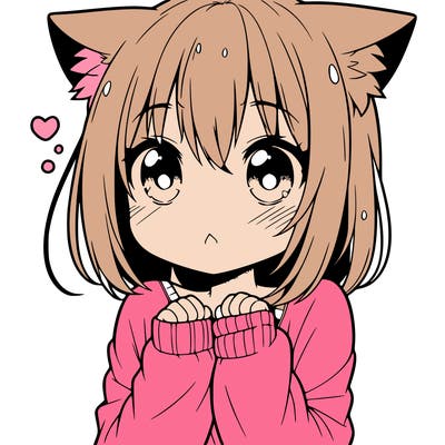 shy anime catgirl