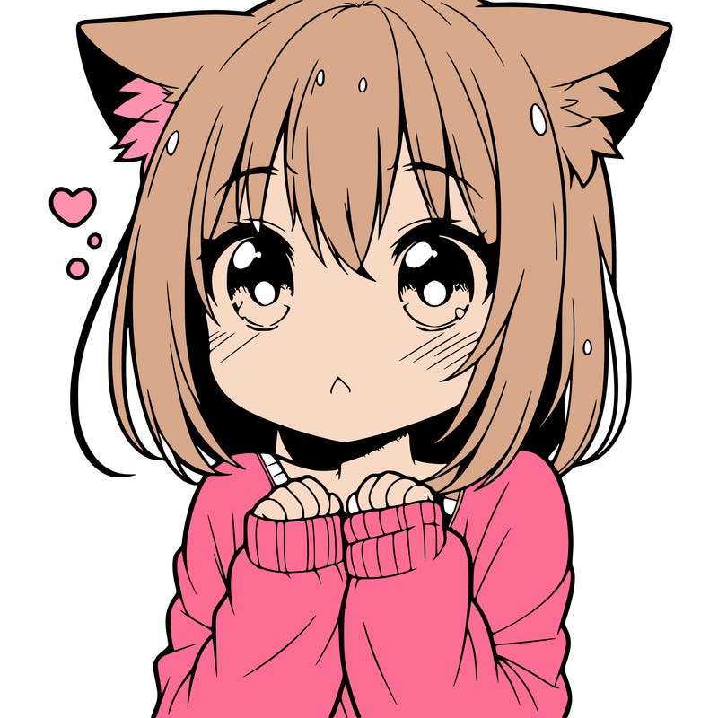 shy anime catgirl