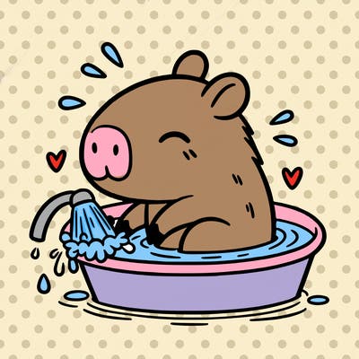 capybara taking a bath