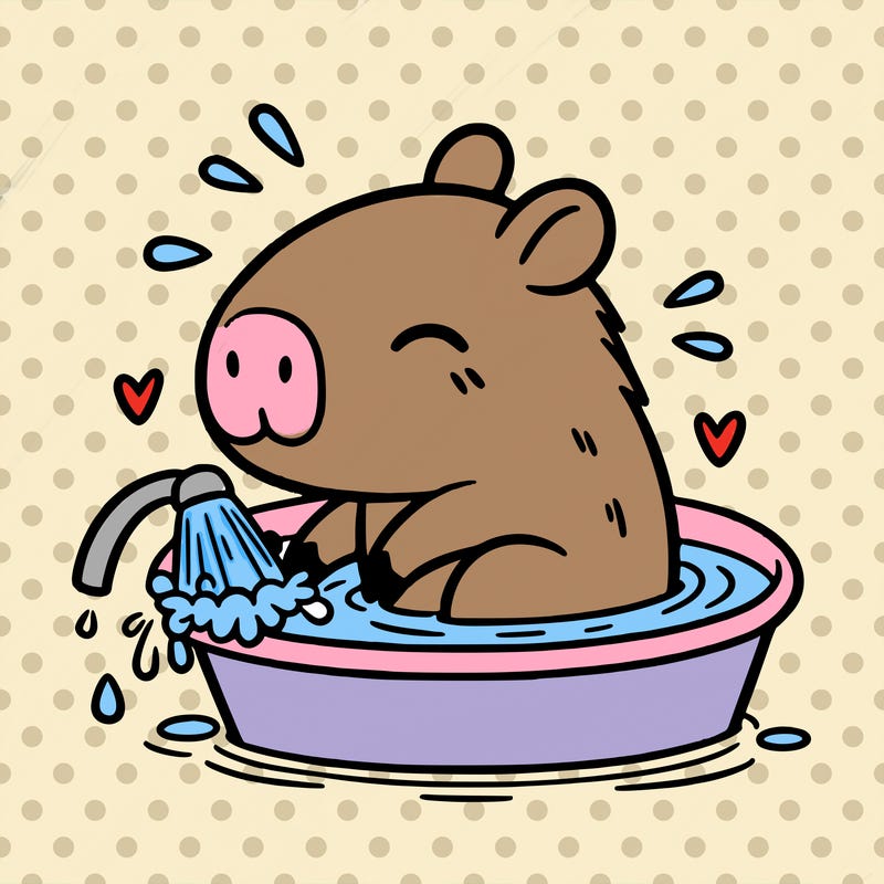 capybara taking a bath