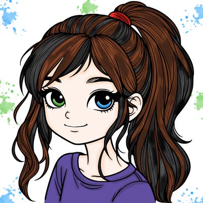 realistic girl with ponytail