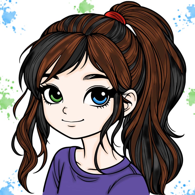 realistic girl with ponytail