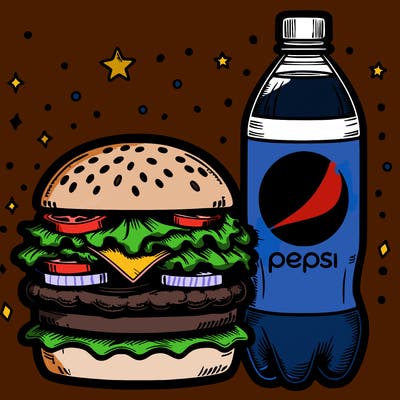 burger and pepsi