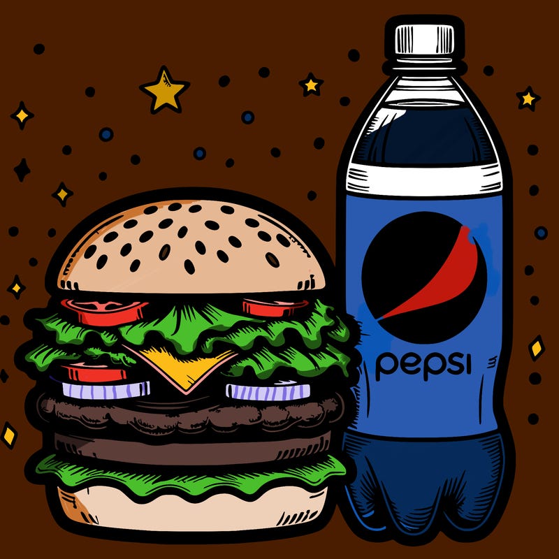 burger and pepsi