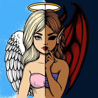 realistic angel half demon