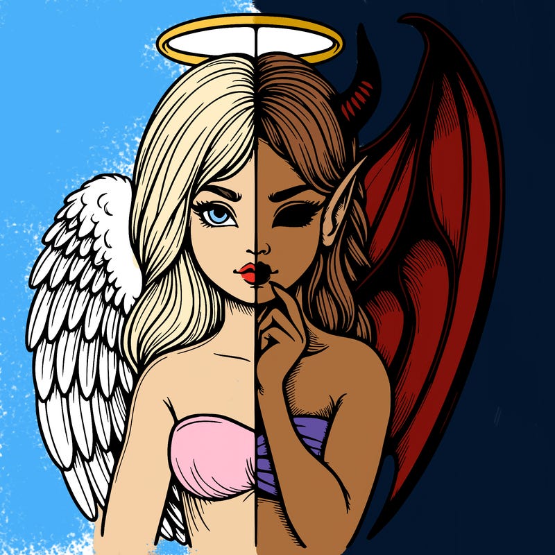 realistic angel half demon