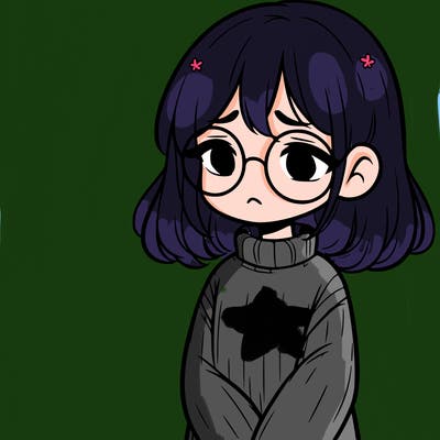 sad girl with glasses in a sweater