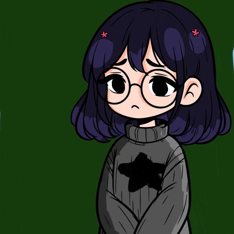 sad girl with glasses in a sweater