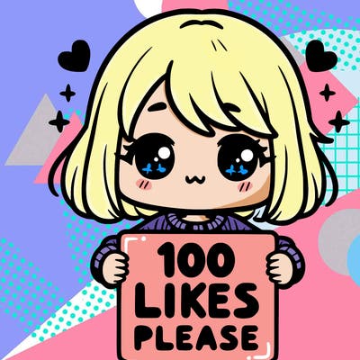 cute girl holding a sign saying 100 likes please