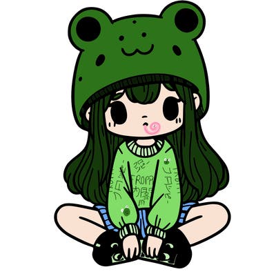a girl wearing a frog hat and some frog socks