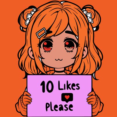 a girl with a sign saying 10 likes please