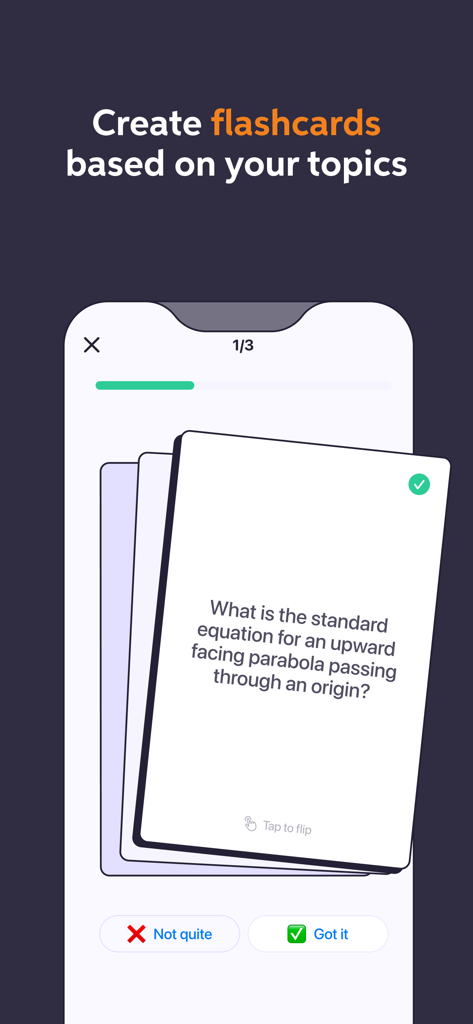 A smartphone screen showing a math flashcard in the Chegg Study app