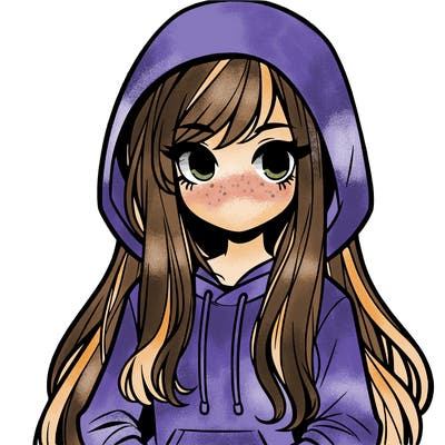 girl with long hair and wearing a hoodie